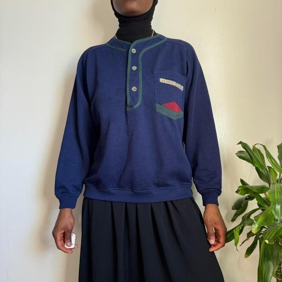 Vintage 90s Gitano Global Future Henley Sweatshirt size M - Picture 5 of 7